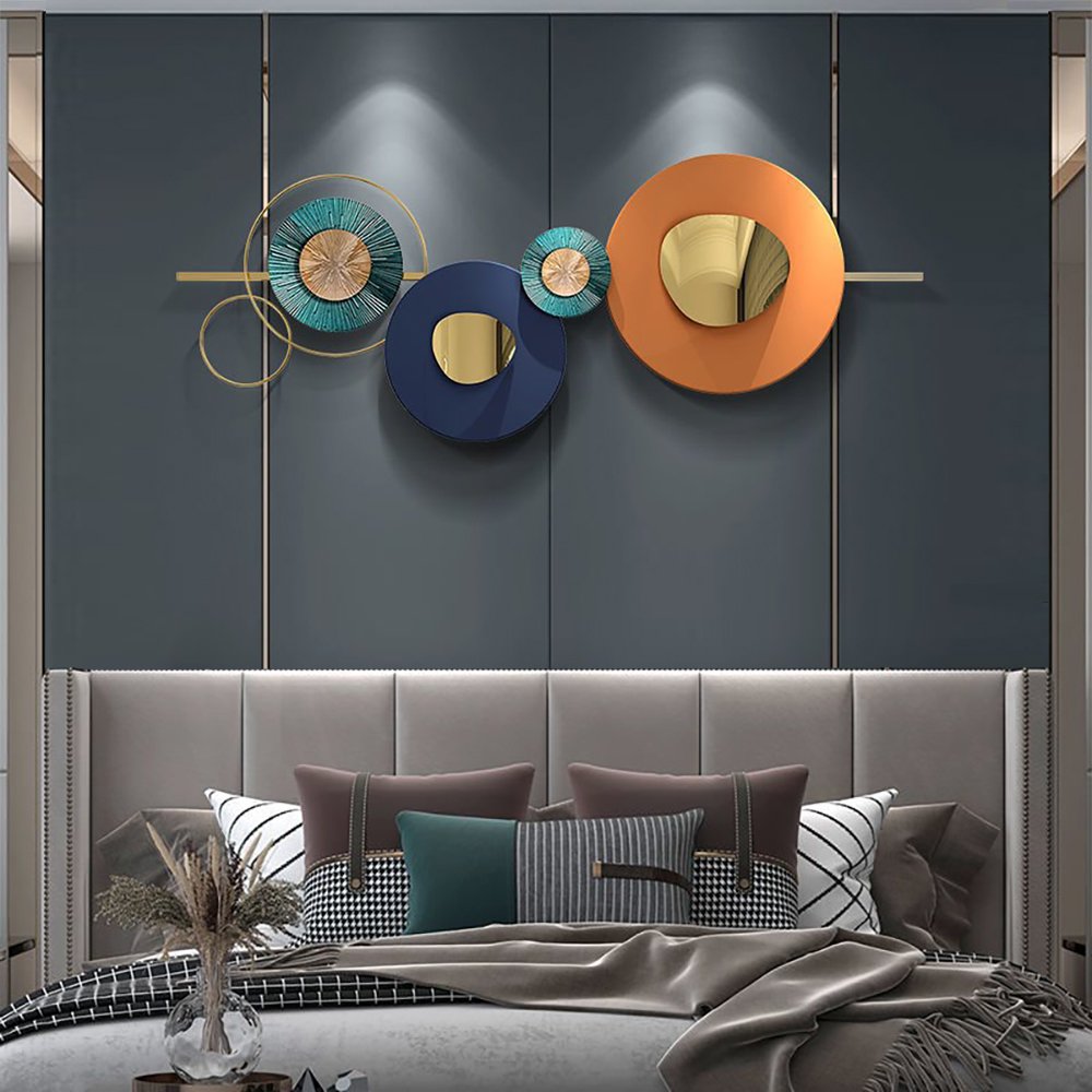59.1" x 22.8" Modern Metal Wall Decor Home Wall Art Orange & Gold & Blue Living Room - Image 7