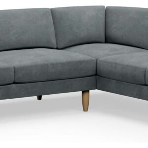 Hutch Velvet Block Arm 6 Seater Corner Sofa - Slate Grey
