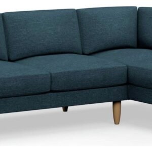 Hutch Fabric Block Arm 4 Seater Corner Sofa - Aegean Blue