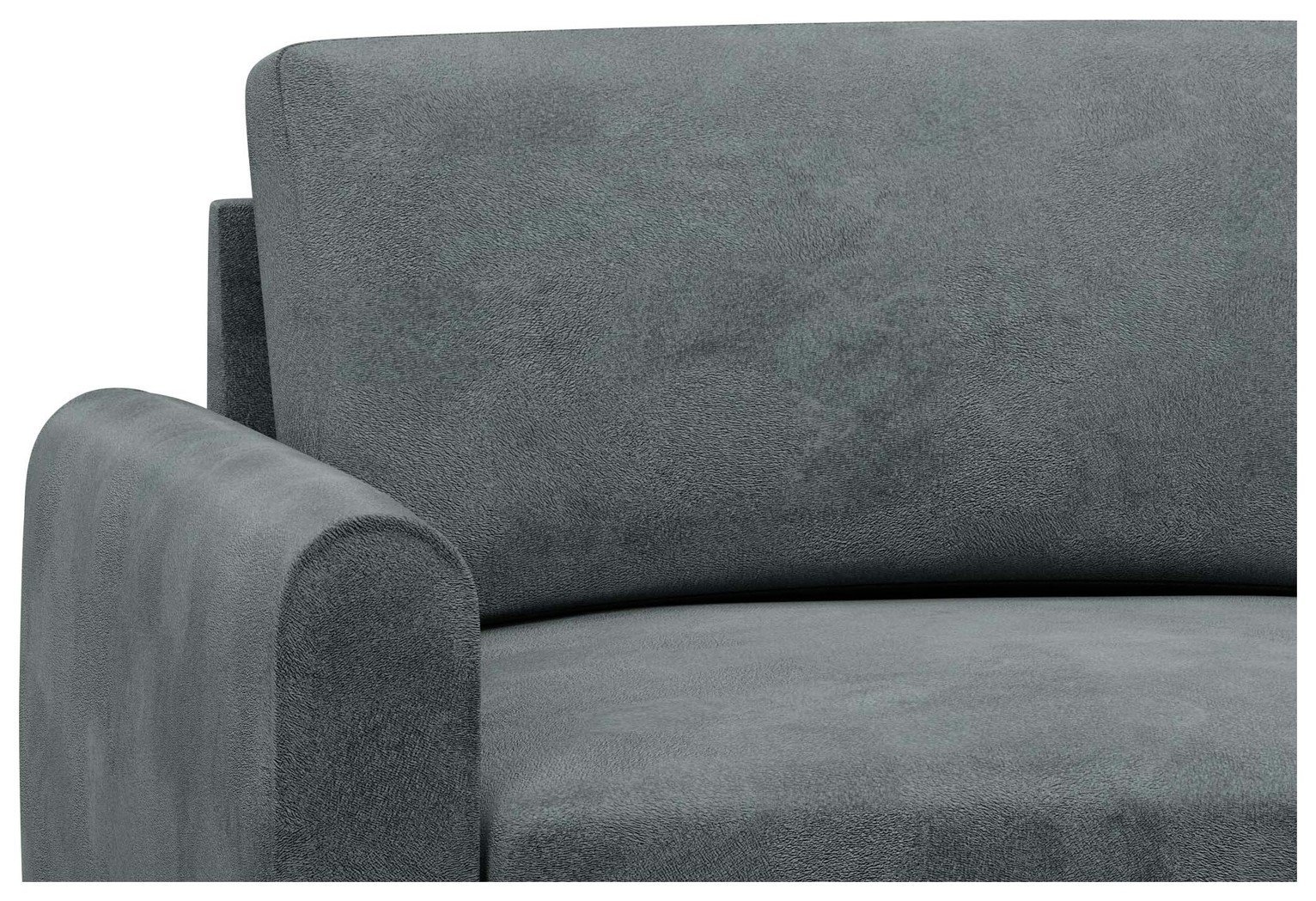 Hutch Velvet Round Arm 4 Seater Corner Sofa - Slate Grey - Image 2