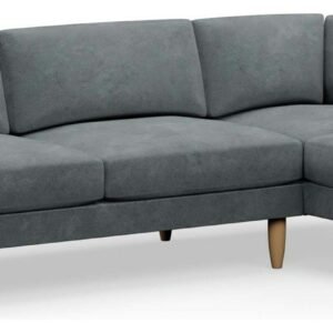 Hutch Slim Velvet Curve Arm 5 Seater Corner Sofa- Slate Grey