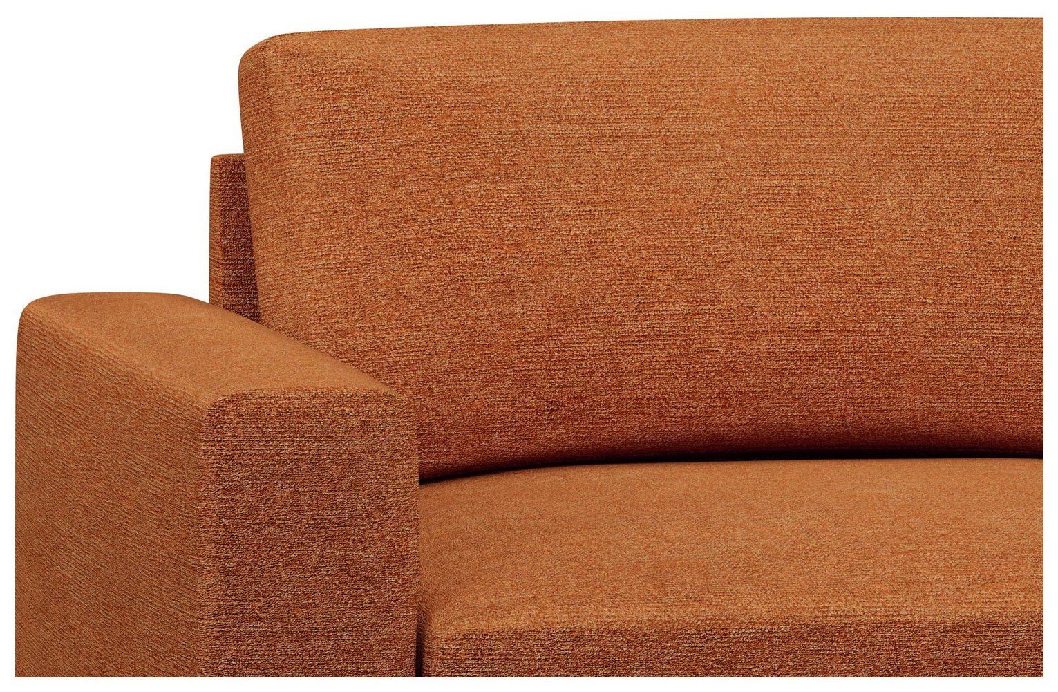 Hutch Plus Fabric Block Arm 5 Seater Corner Sofa - Rust - Image 2