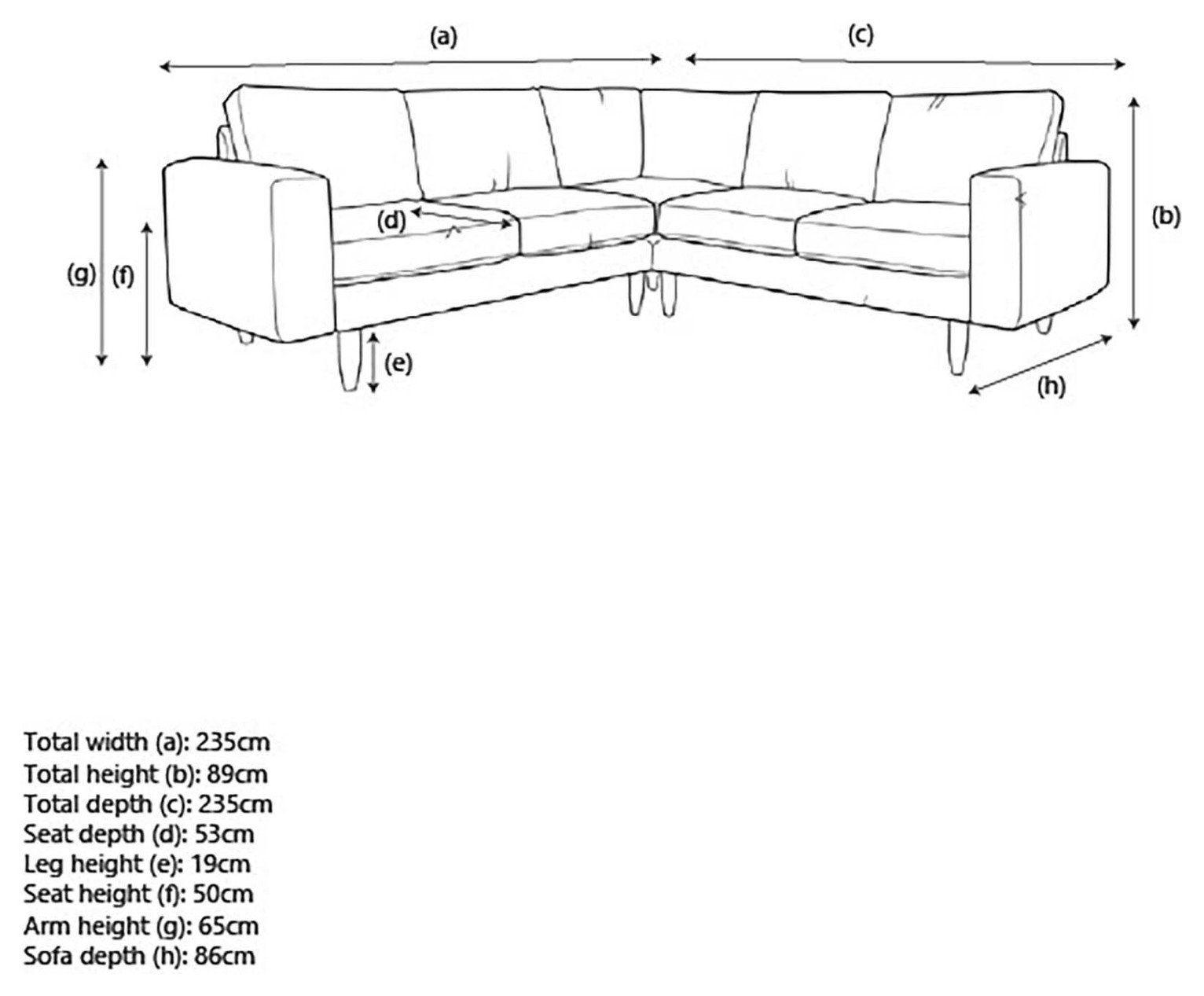 Hutch Plus Fabric Block Arm 5 Seater Corner Sofa - Rust - Image 3