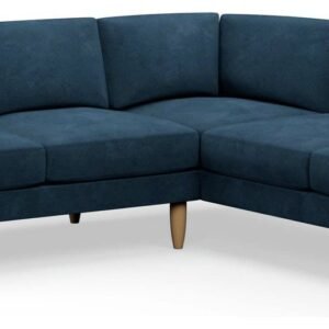Hutch Plus Velvet Round Arm 5 Seater Corner Sofa - Ink Blue