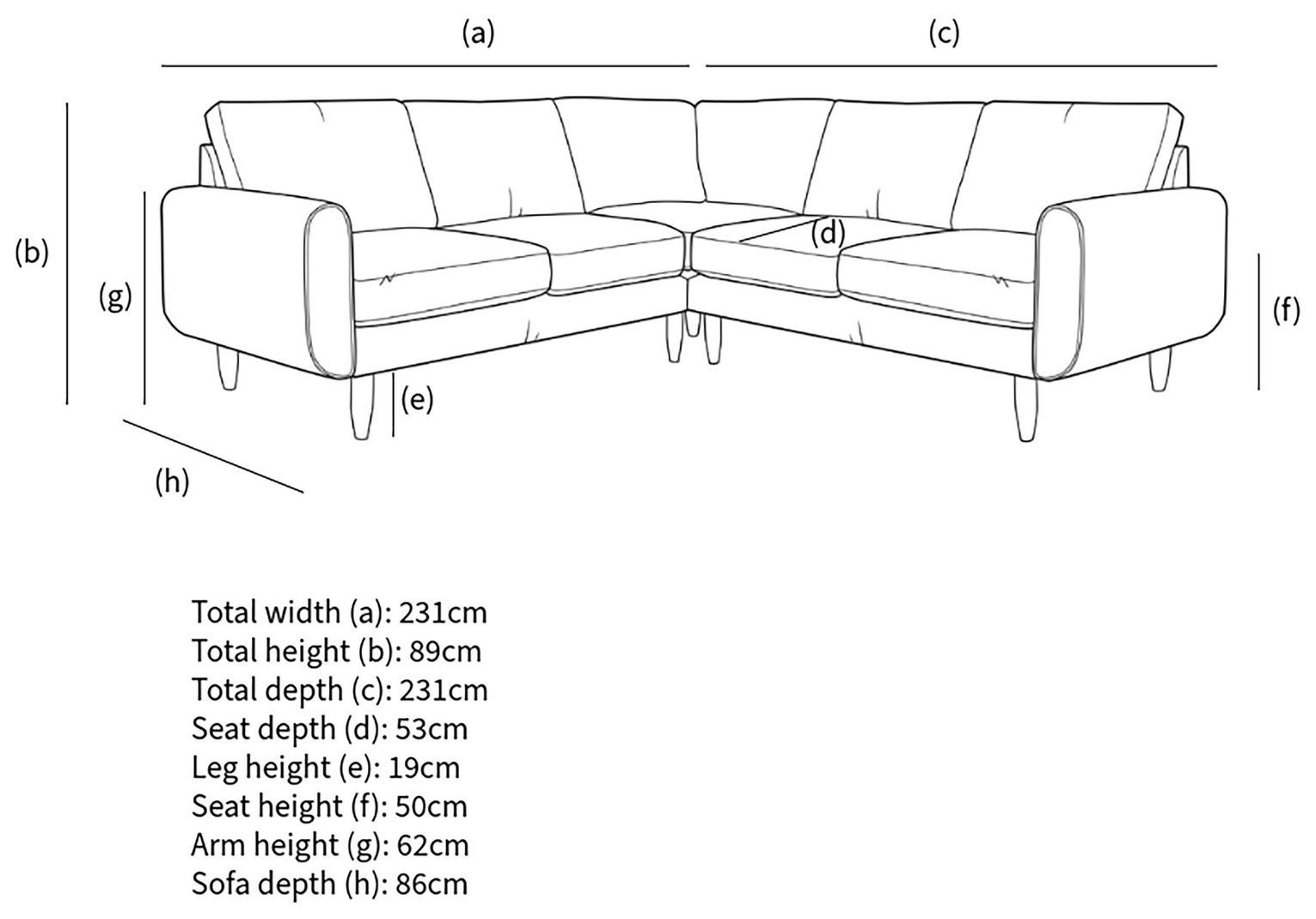 Hutch Plus Velvet Round Arm 5 Seater Corner Sofa - Ink Blue - Image 3