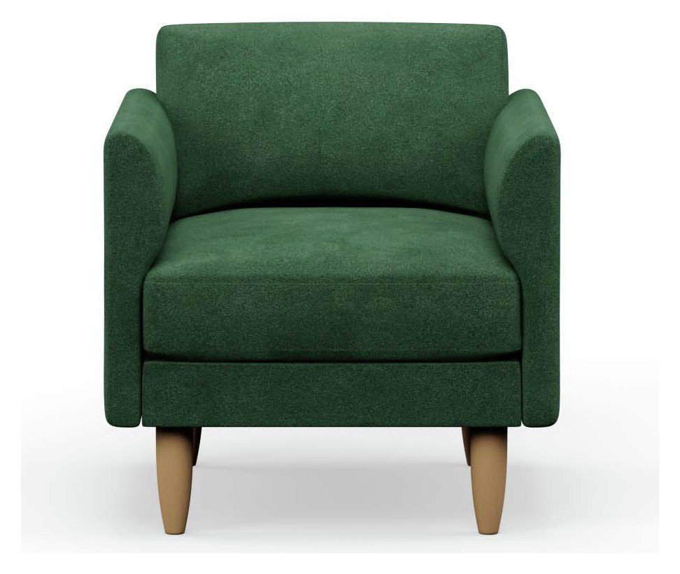 Hutch Velvet Curve Arm Armchair - Sage Green