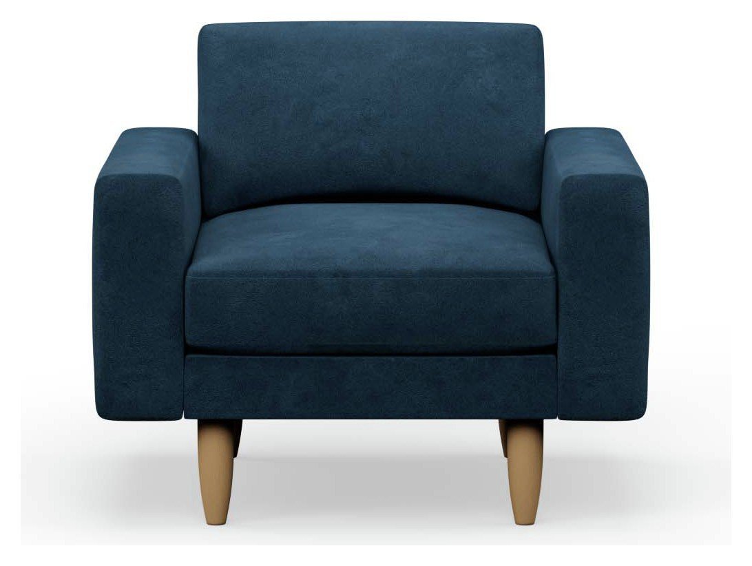Hutch Velvet Block Arm Armchair - Ink Blue