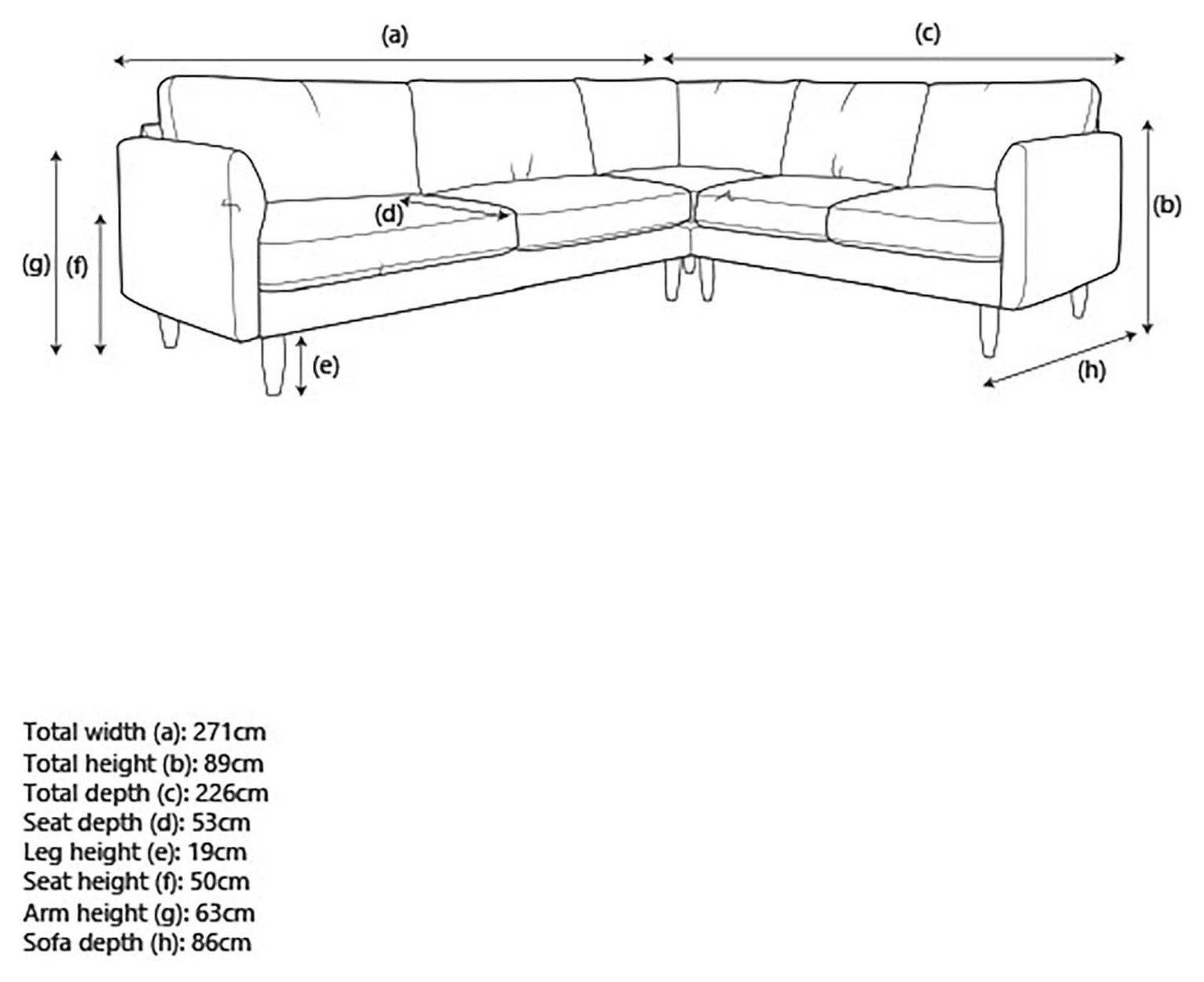 Hutch Fabric Curve Arm 6 Seater Corner Sofa - Aegean Blue - Image 3