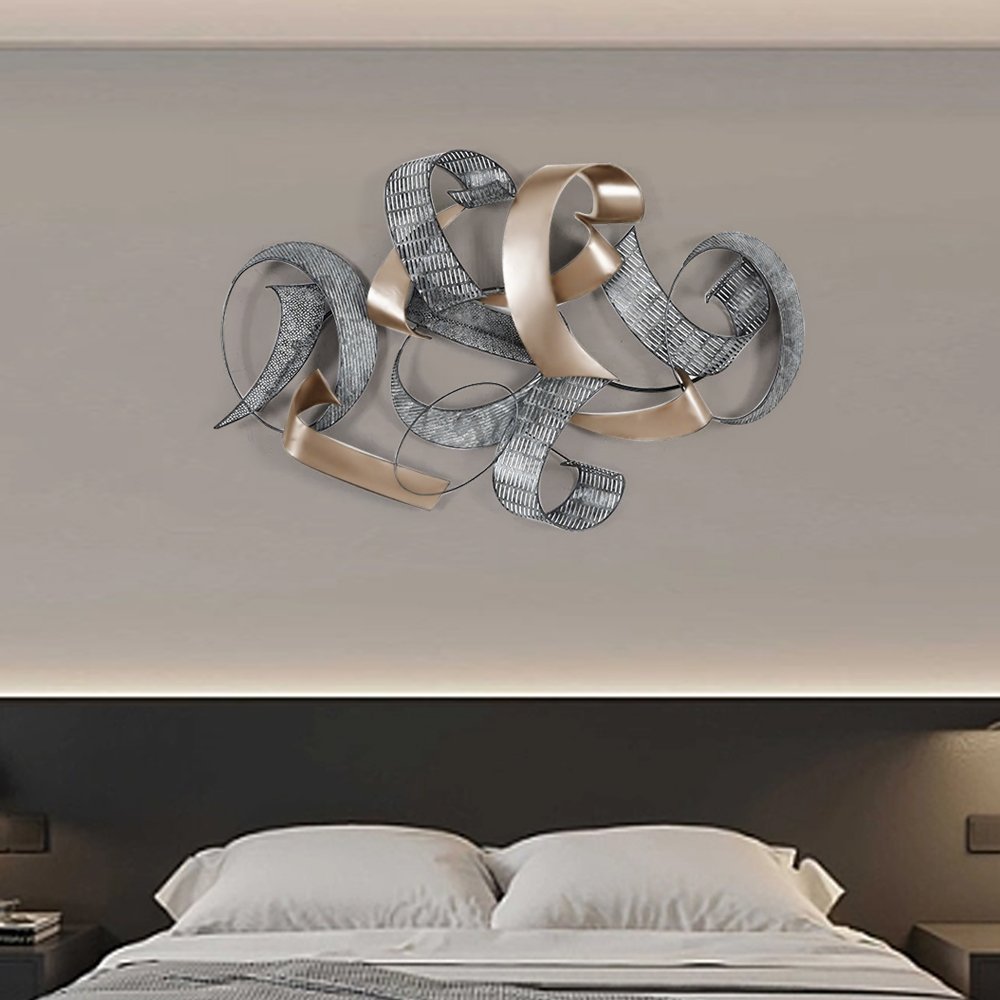 47.2" Large Modern 3D Metal Wall Decor Abstract Geometric Overlapping Art Living Room - Image 3