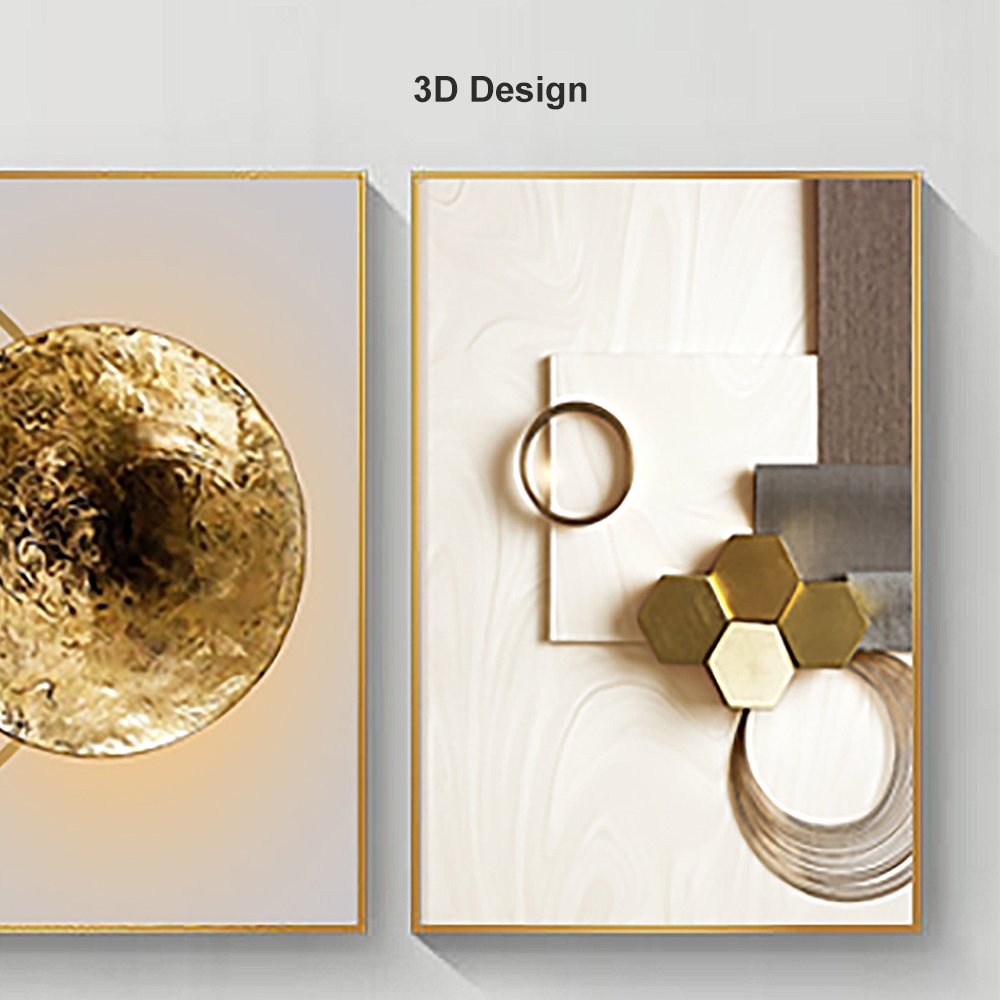 3 Pieces Modern Geometric Abstract Wall Decor Set Canvas Print with Frame Living Room - Image 11