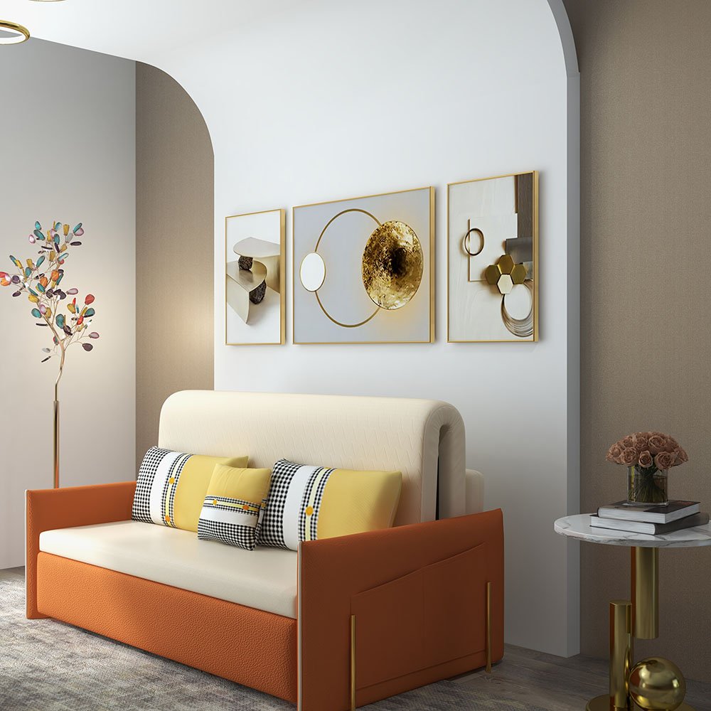 3 Pieces Modern Geometric Abstract Wall Decor Set Canvas Print with Frame Living Room - Image 5