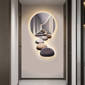 31.5" LED Acrylic Modern Abstract Stone Corridor Wall Art Decor Living Room Bedroom
