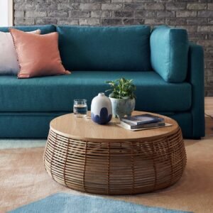 House A Home Hazel Rattan Round Coffee Table - Natural