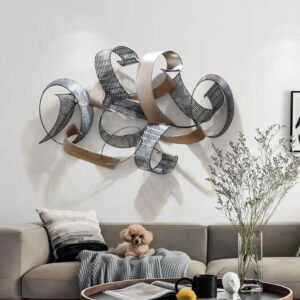 47.2" Large Modern 3D Metal Wall Decor Abstract Geometric Overlapping Art Living Room