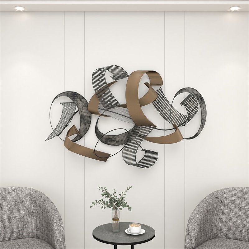 47.2" Large Modern 3D Metal Wall Decor Abstract Geometric Overlapping Art Living Room - Image 5