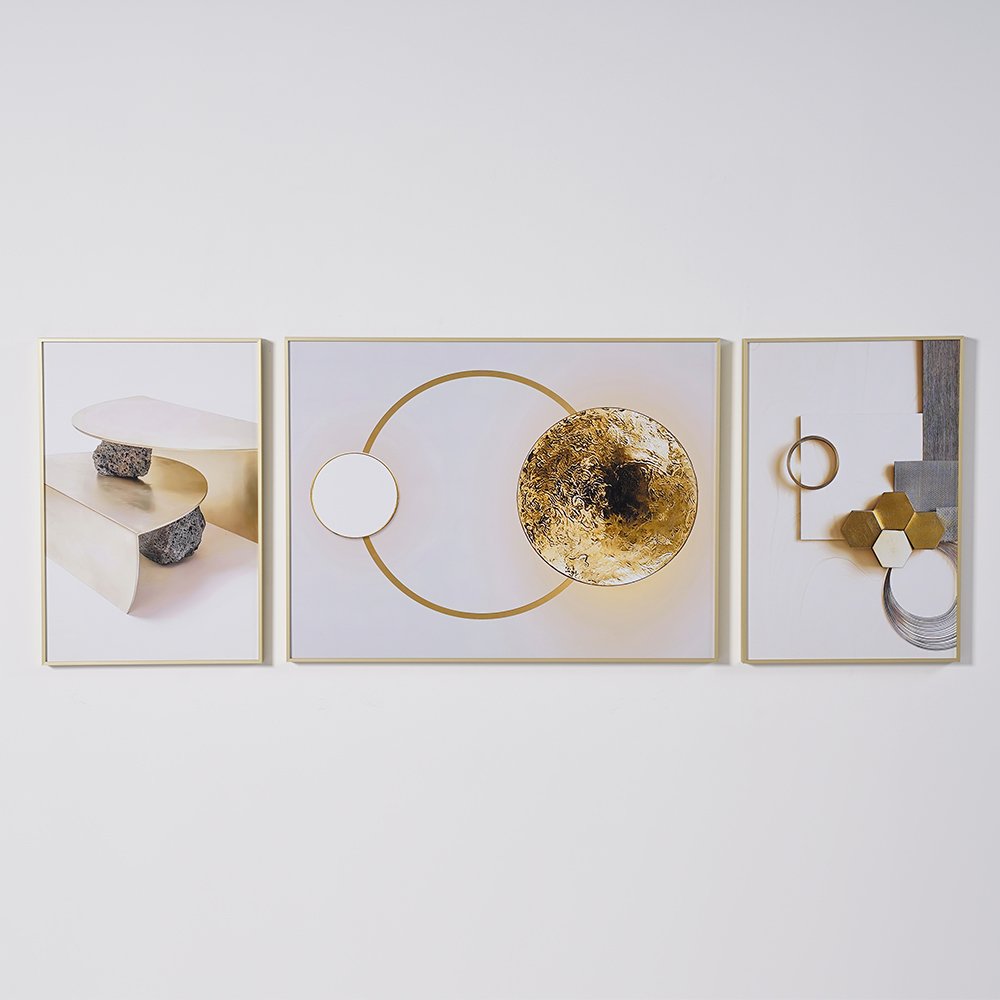 3 Pieces Modern Geometric Abstract Wall Decor Set Canvas Print with Frame Living Room - Image 13