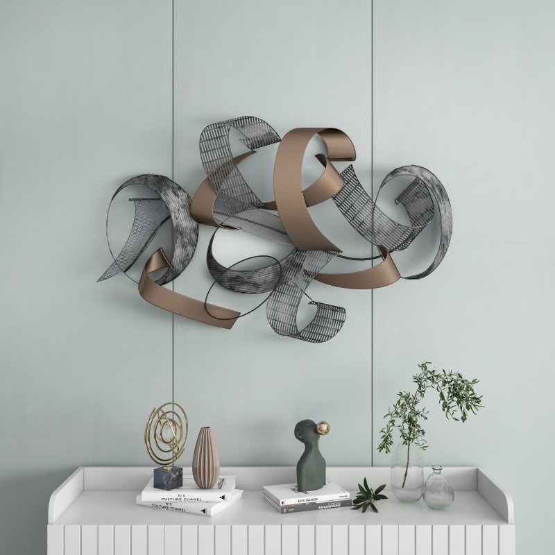 47.2" Large Modern 3D Metal Wall Decor Abstract Geometric Overlapping Art Living Room - Image 7