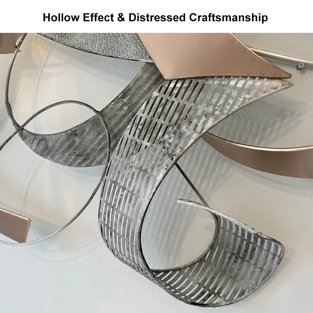 47.2" Large Modern 3D Metal Wall Decor Abstract Geometric Overlapping Art Living Room - Image 9