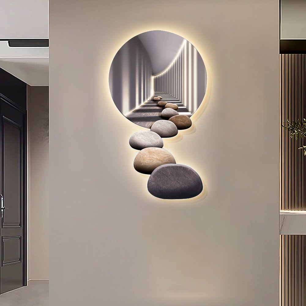 31.5" LED Acrylic Modern Abstract Stone Corridor Wall Art Decor Living Room Bedroom - Image 2