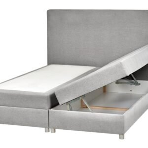 Divan Bed with Storage MINISTER Fabric Light Grey 160 x 200 cm (EU King Size)