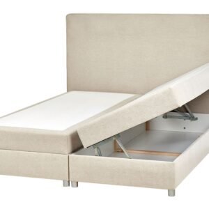 Divan Bed with Storage MINISTER Fabric Light Beige 160 x 200 cm (EU King Size)