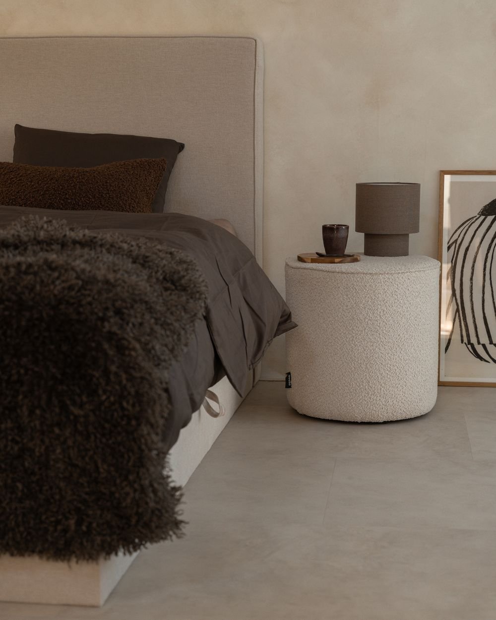 Divan Bed with Storage MINISTER Fabric Light Beige 160 x 200 cm (EU King Size) - Image 3